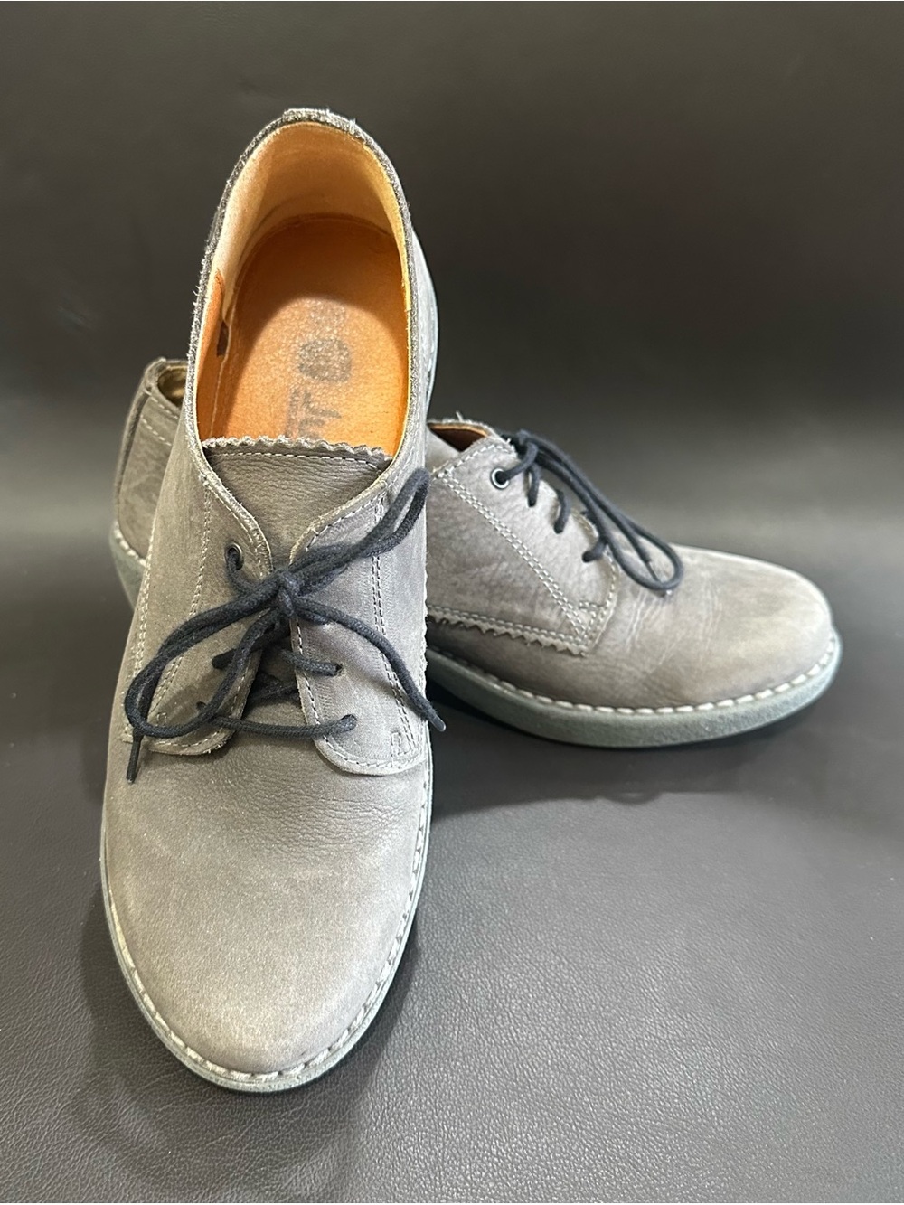 Jungla Gray Leather Lace-Up Oxford Block Heel Shoes Women’s Size 7.5 / EU 38 - Picture 2 of 10